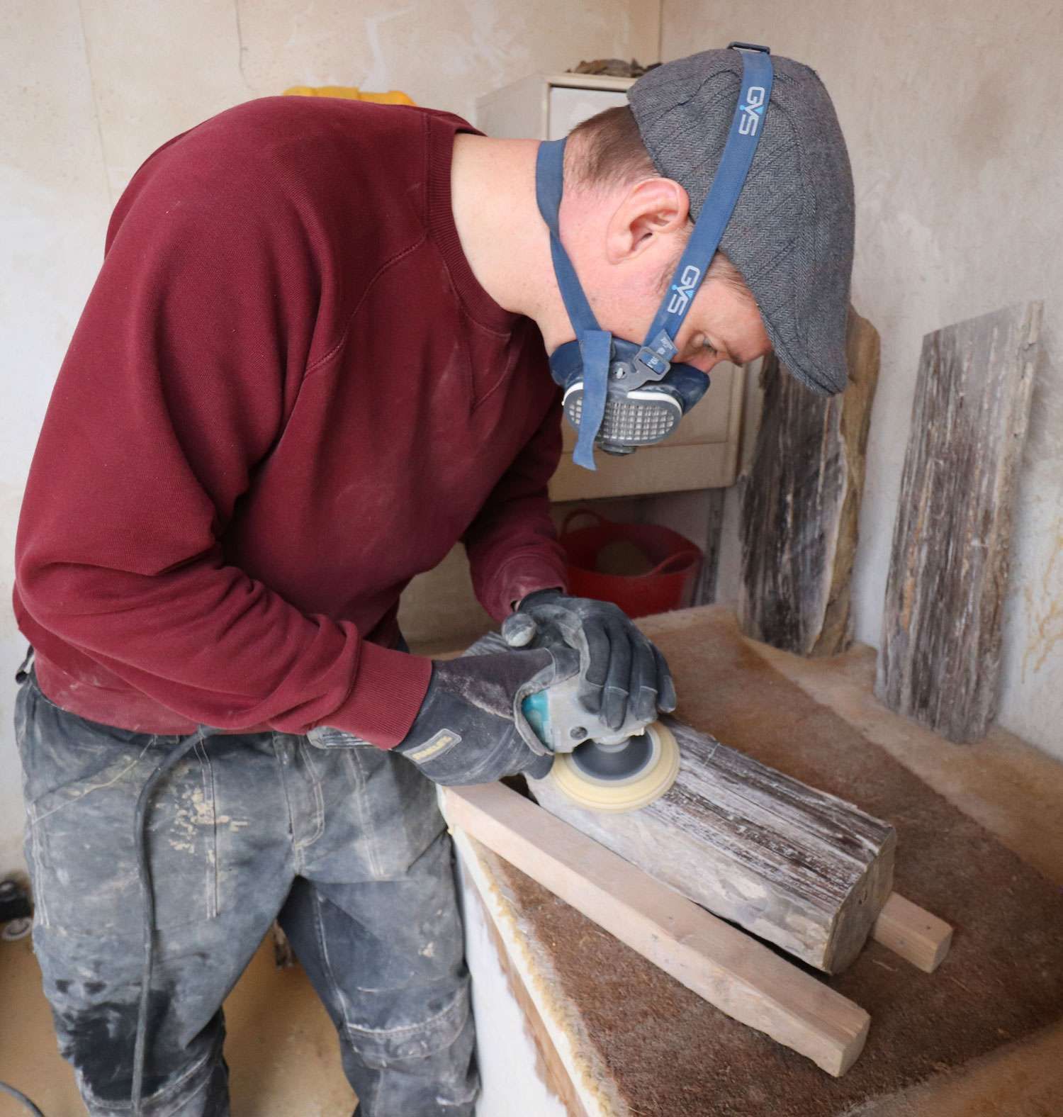 Petrified Wood Sculpture being made